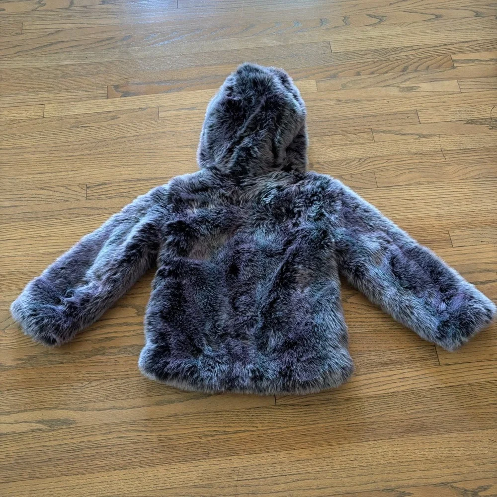 American Widgeon Girls Purple Faux Fur Hooded Winter Coat Jacket Size 5‎